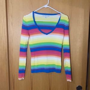Vintage V neck Tommy Hilfiger rainbow sweater